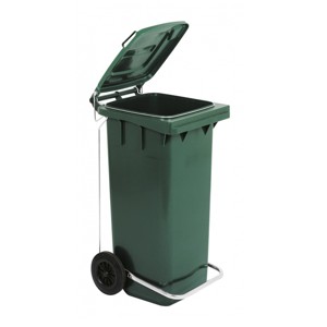 Bidone carrellato 48x55x93 cm 120 L verde scuro compreso di KIT pedale e anello Foto prodotto