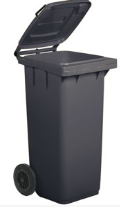 Bidone carrellato 48x55x93 cm - 120 L grigio Mobil Plastic compreso di kit pedale + anello per bidone carrellato Foto prodotto